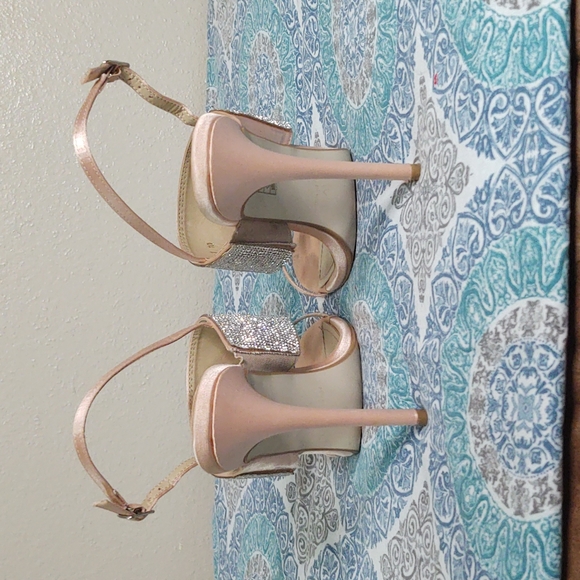 Pink/Blush Fashion Nova Sling-Back Jeweled Heels - Picture 4 of 5